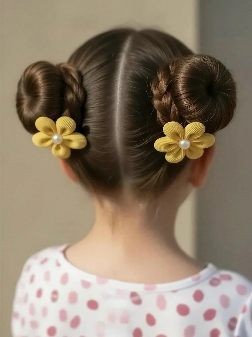 Handmade Yellow Flower Pearl Hair Clips Pair Set of 2